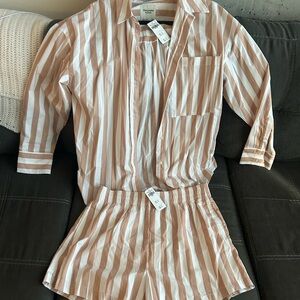 Abercrombie Poplin Striped Button-Up Shirt and Shorts Set